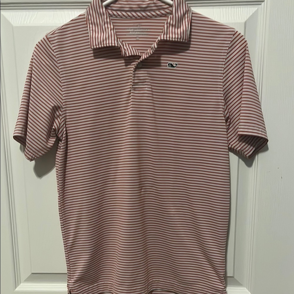 Vineyard Vines Red and White Striped Polo Classic Casual Top